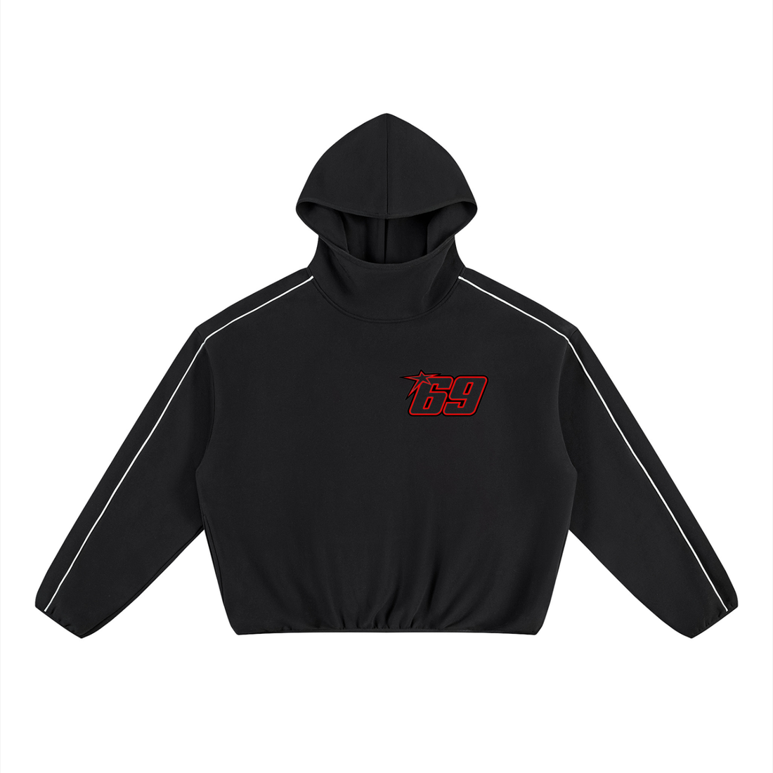 VFF 350 GSM boxy piping fleece hoodie in black