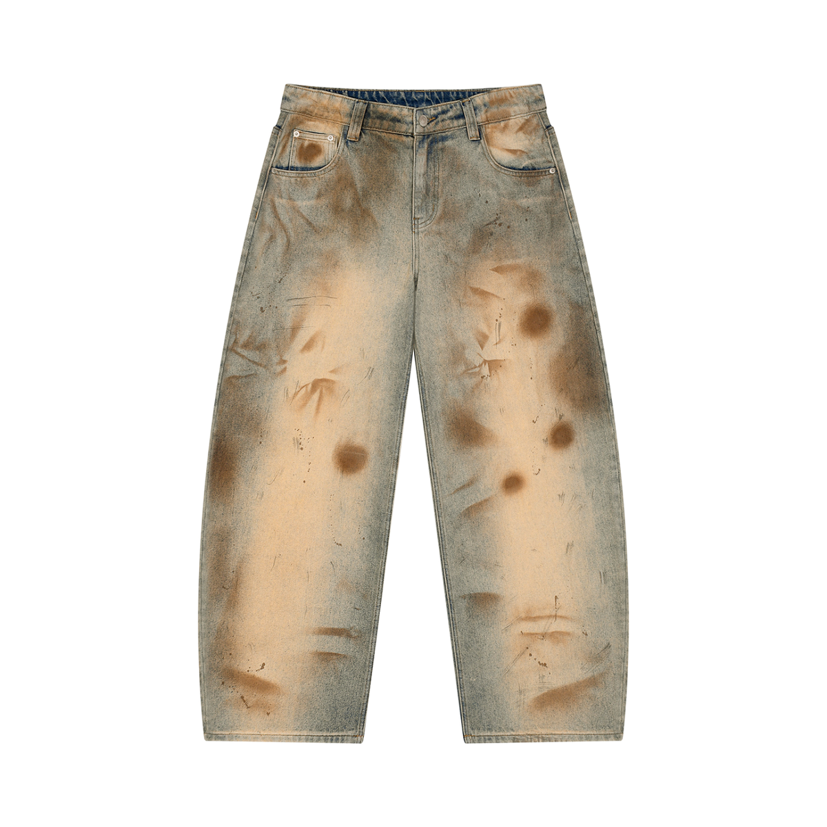 VFF vintage wash barrel leg jeans in blue