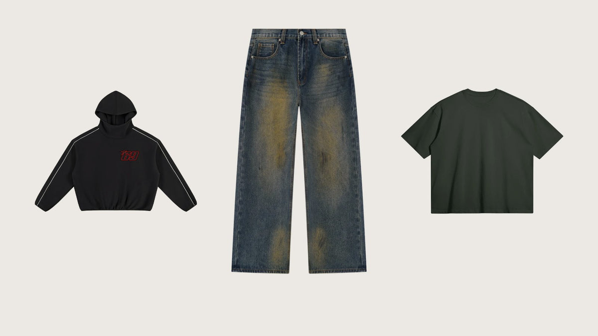 VFF best sellers: boxy piping hoodie, wide leg jeans and heavyweight tee