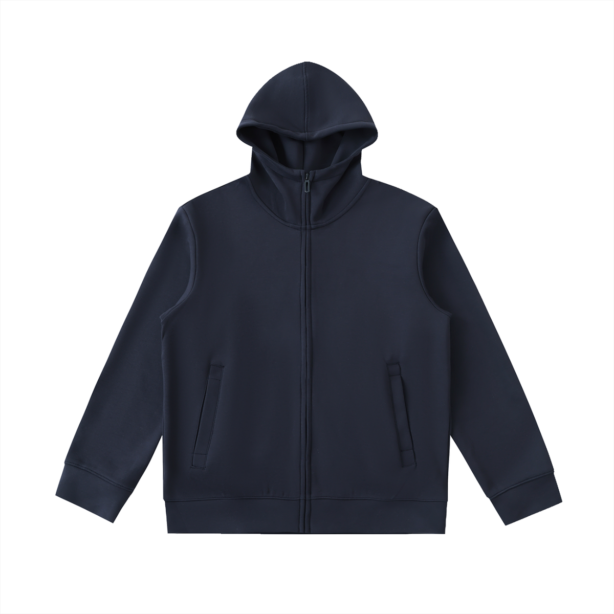 VFF high neck zip-up hoodie in Navy Blue – front view