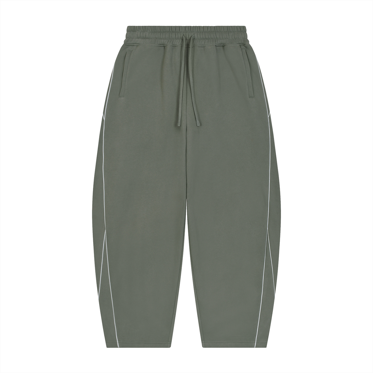 VFF piping fleece barrel leg sweatpants in Medium Gray – front view