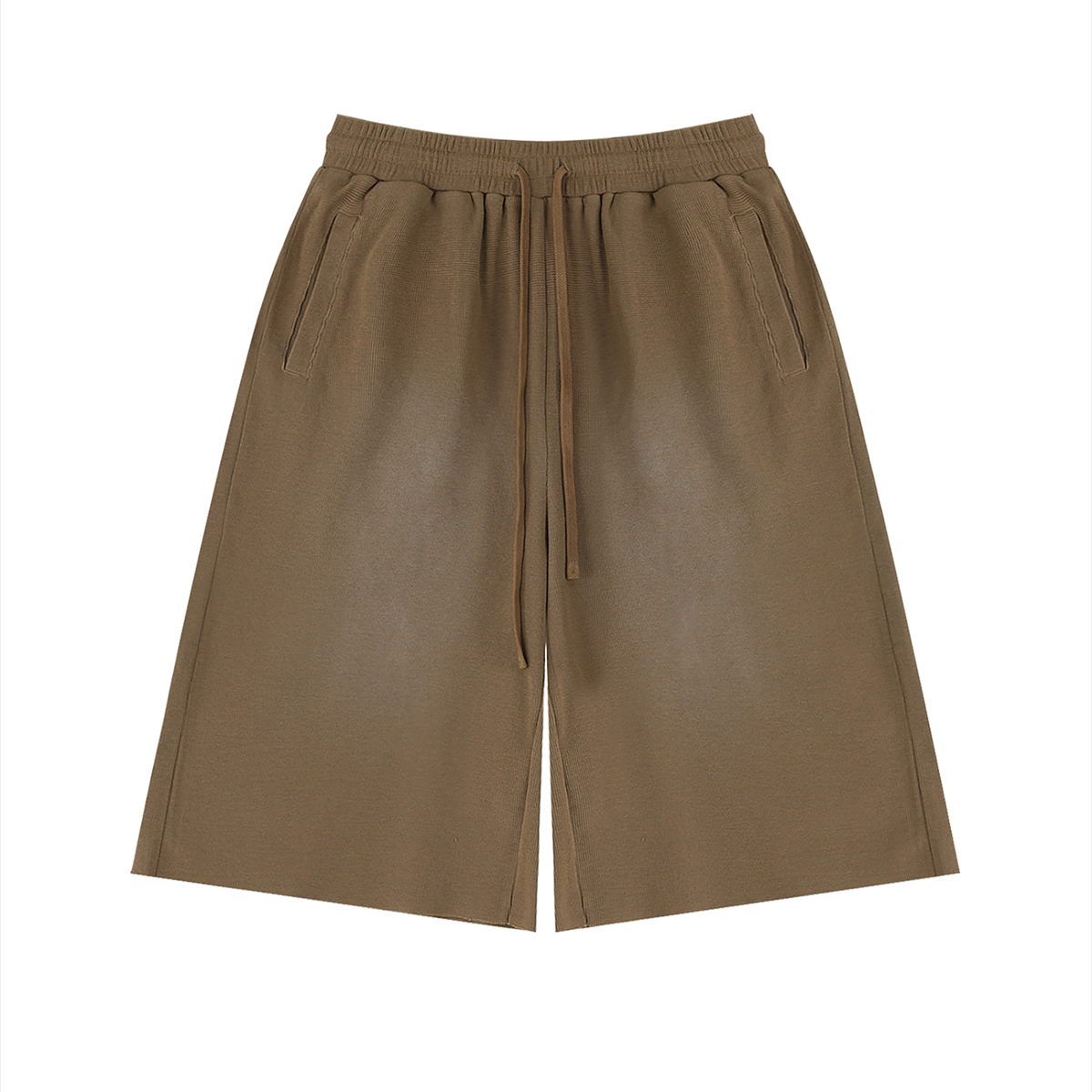 VFF sunfade raw edge fleece shorts in Coffee – front view