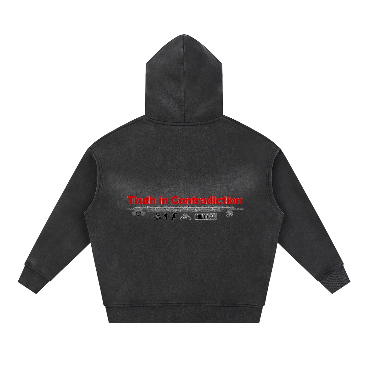 VFF sunfade two-way zip boxy hoodie in Black – front view