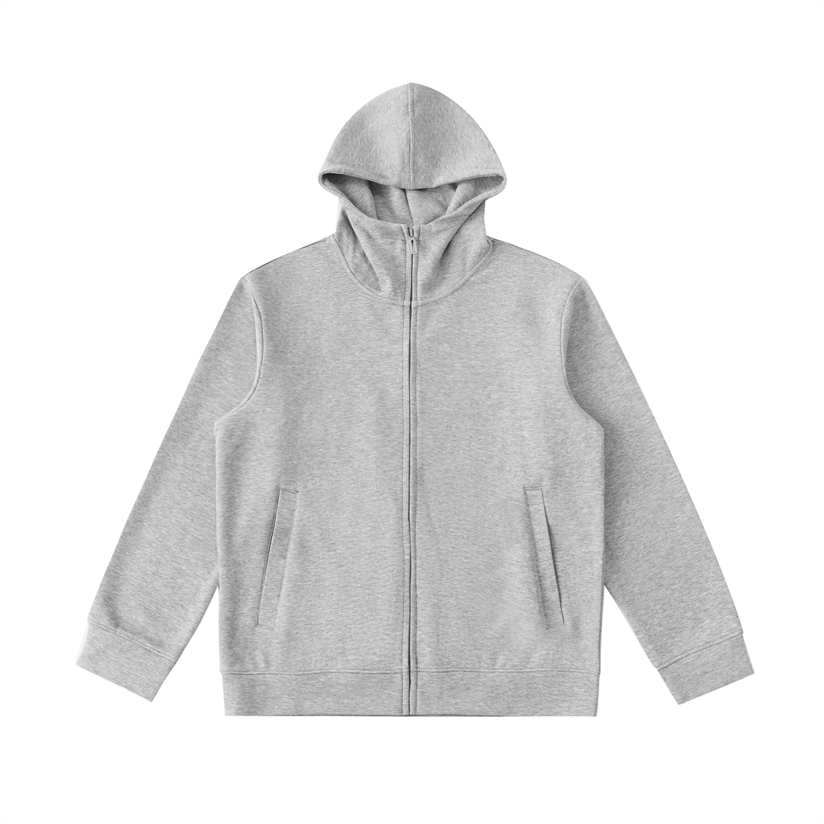 VFF high neck zip-up hoodie in Gray – front view