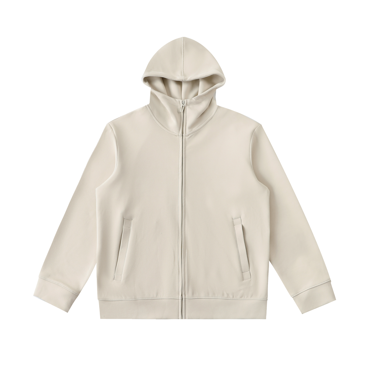 VFF high neck zip-up hoodie in Camel – front view