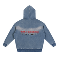 VFF sunfade two-way zip boxy hoodie in Haze Blue – front view