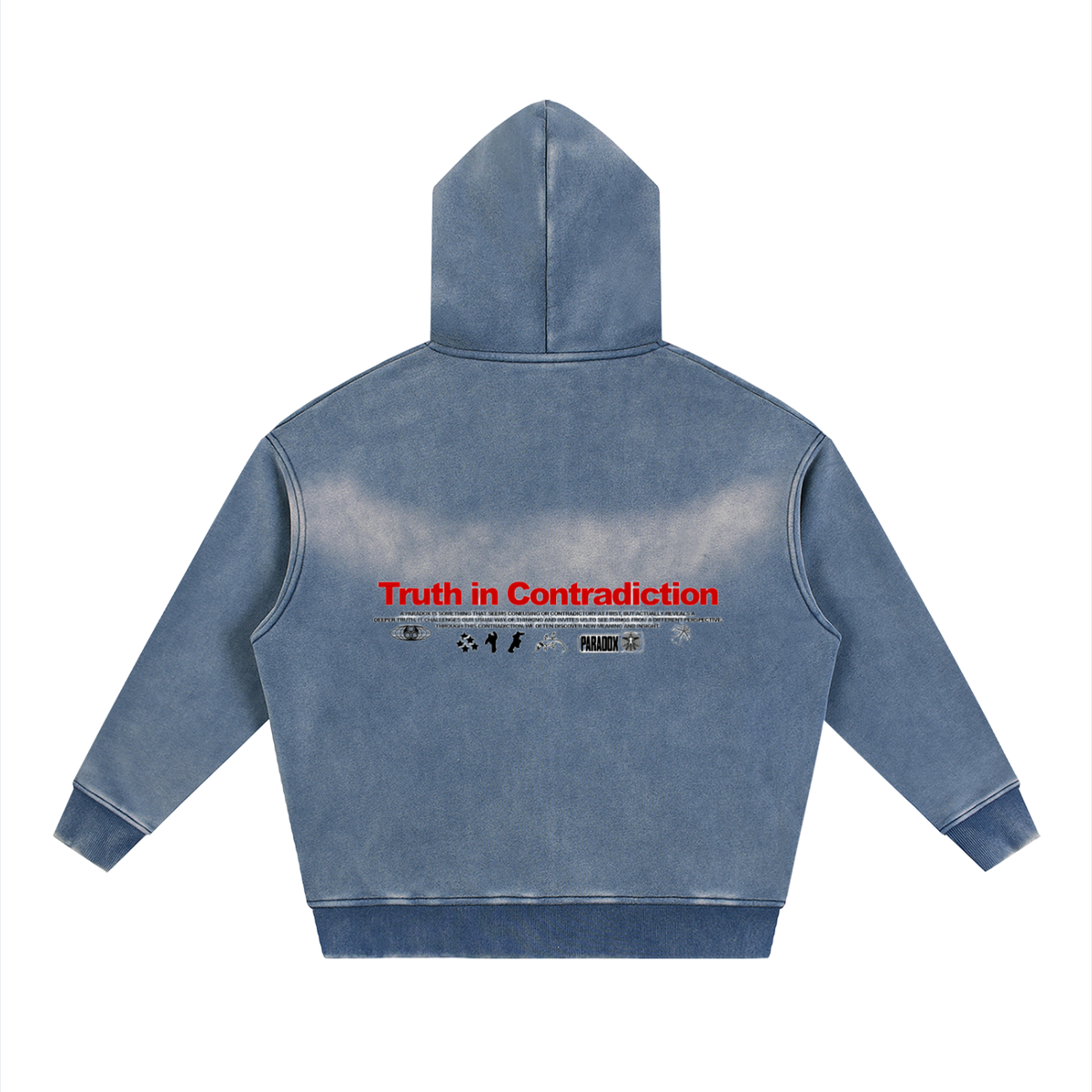 VFF sunfade two-way zip boxy hoodie in Haze Blue – front view