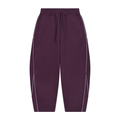 VFF piping fleece barrel leg sweatpants in Plum Purple – front view