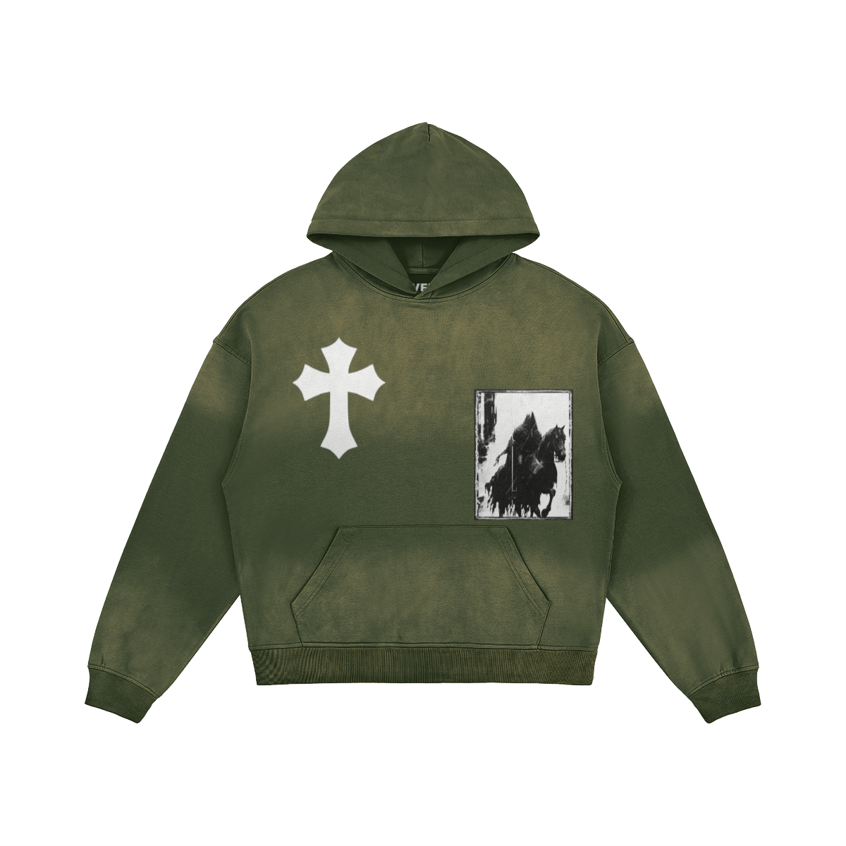 VFF Crusader Knight oversized graphic hoodie in Green – front view