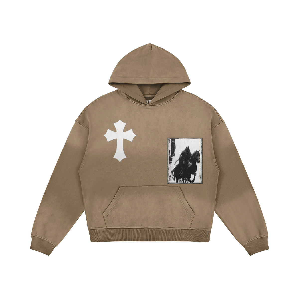 VFF Crusader Knight oversized graphic hoodie in Camel – front view