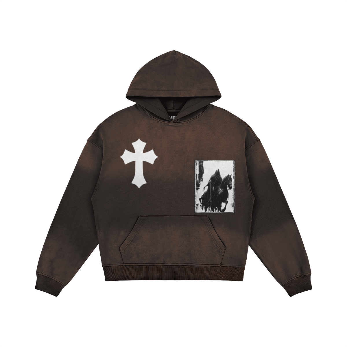 VFF Crusader Knight oversized graphic hoodie in Grey Green – front view