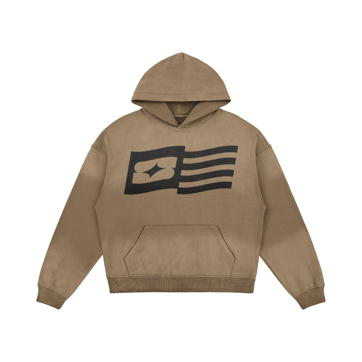 VFF oversized flag graphic hoodie in Camel – front view