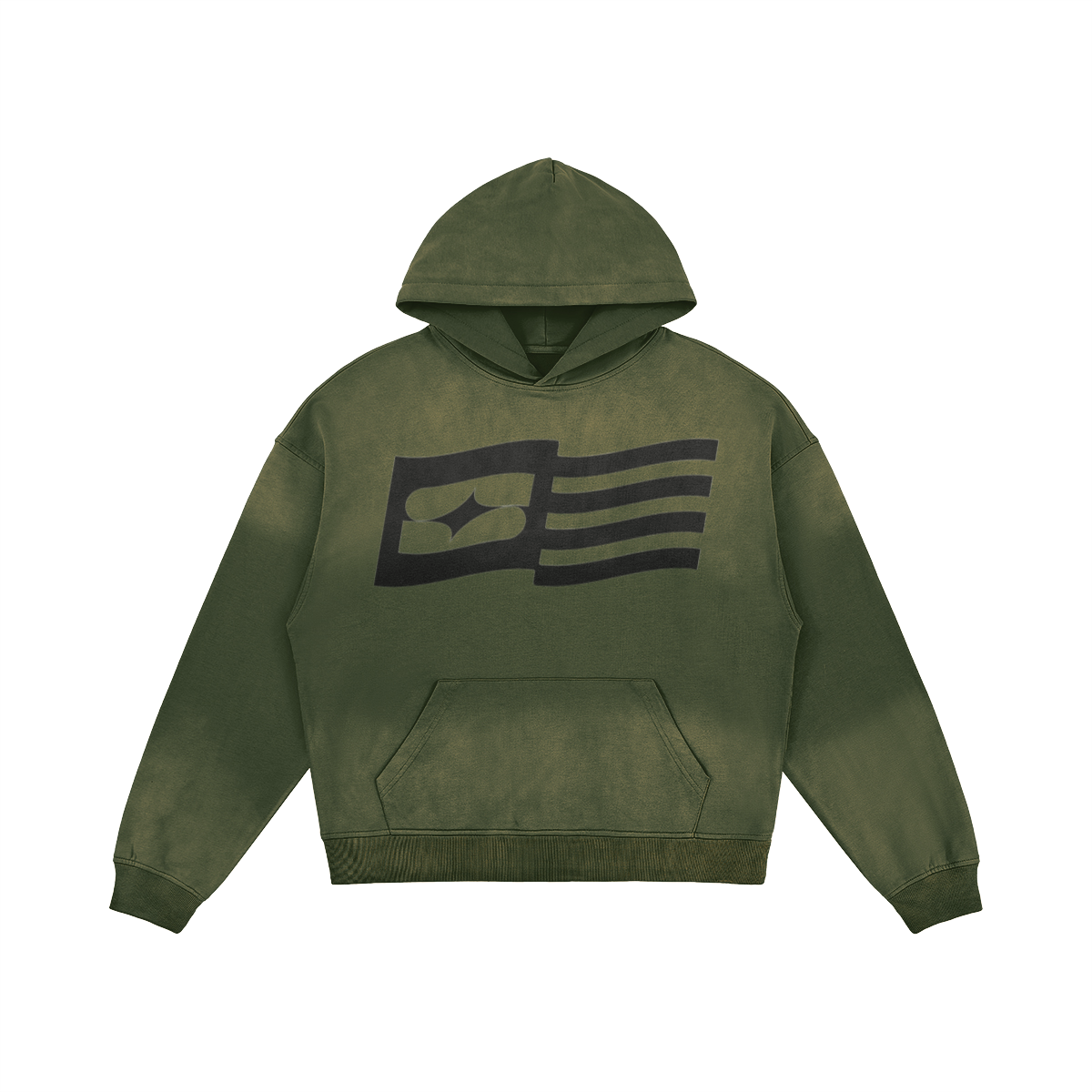 VFF oversized flag graphic hoodie in Green – front view