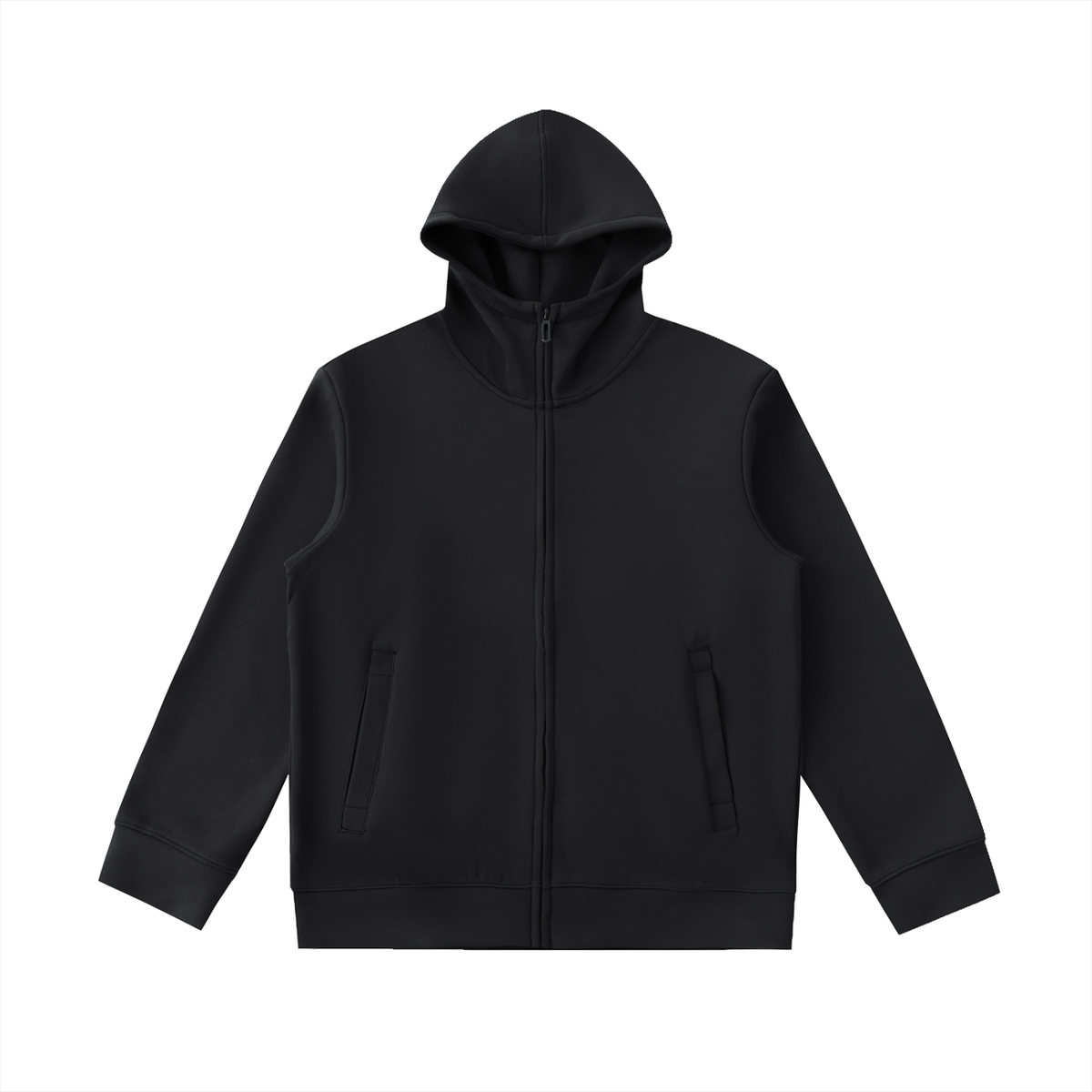 VFF high neck zip-up hoodie in Black – front view