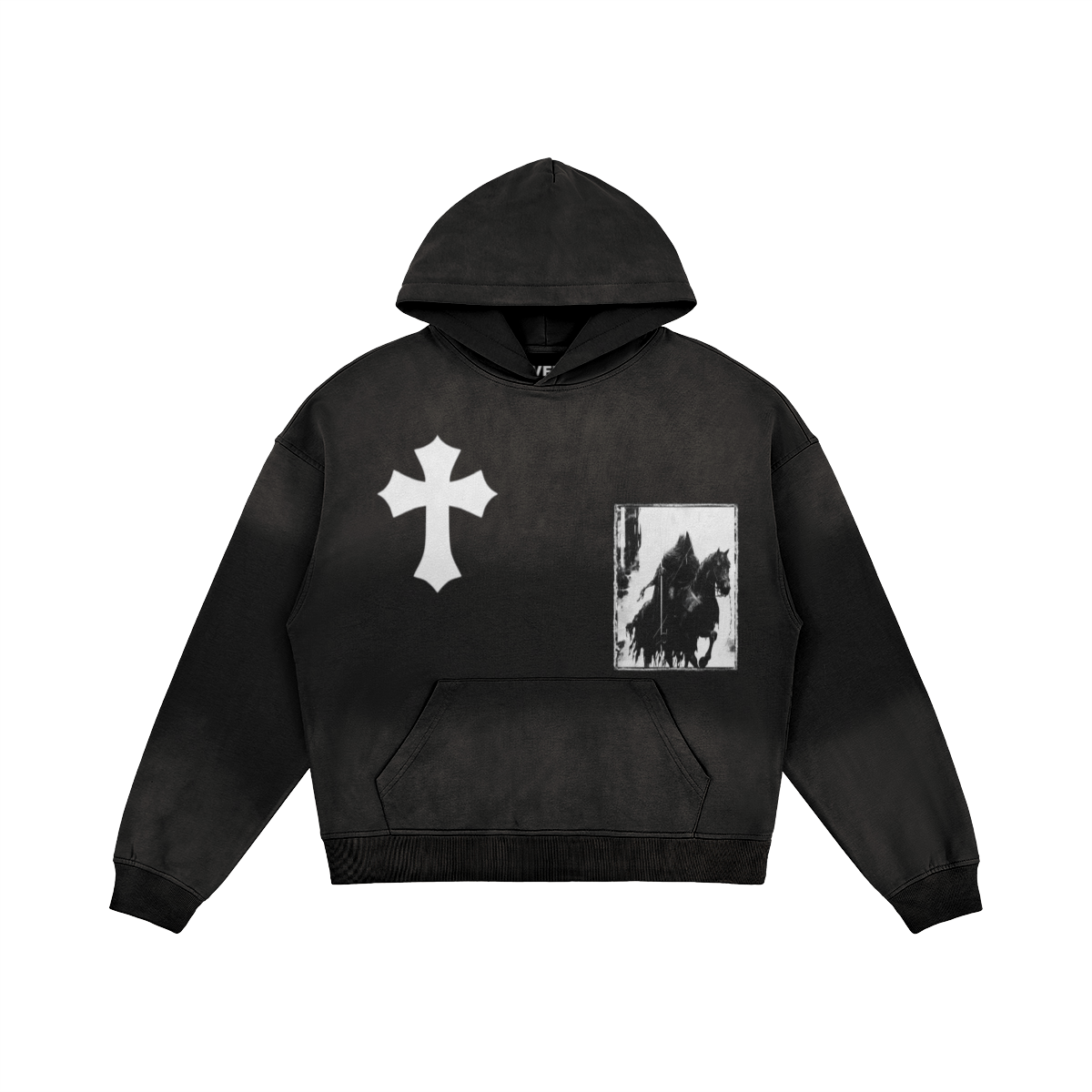 VFF Crusader Knight oversized graphic hoodie in Black – front view