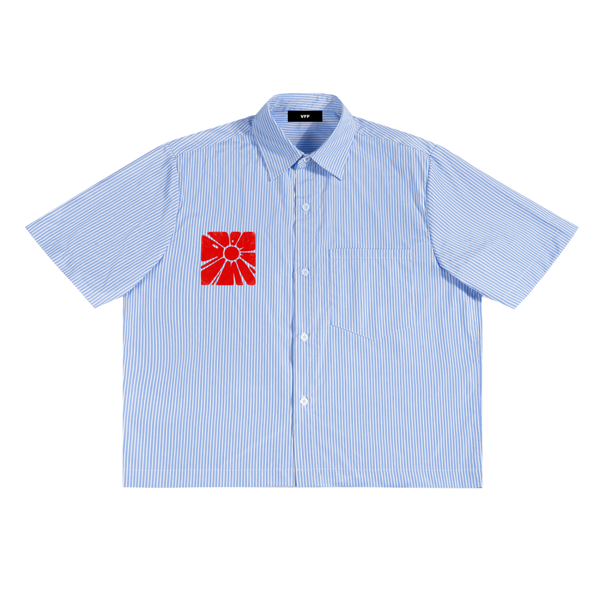 VFF oversized striped boxy shirt in Blue – front view