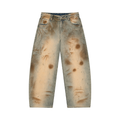 VFF vintage wash barrel leg jeans in Jeans Blue – front view