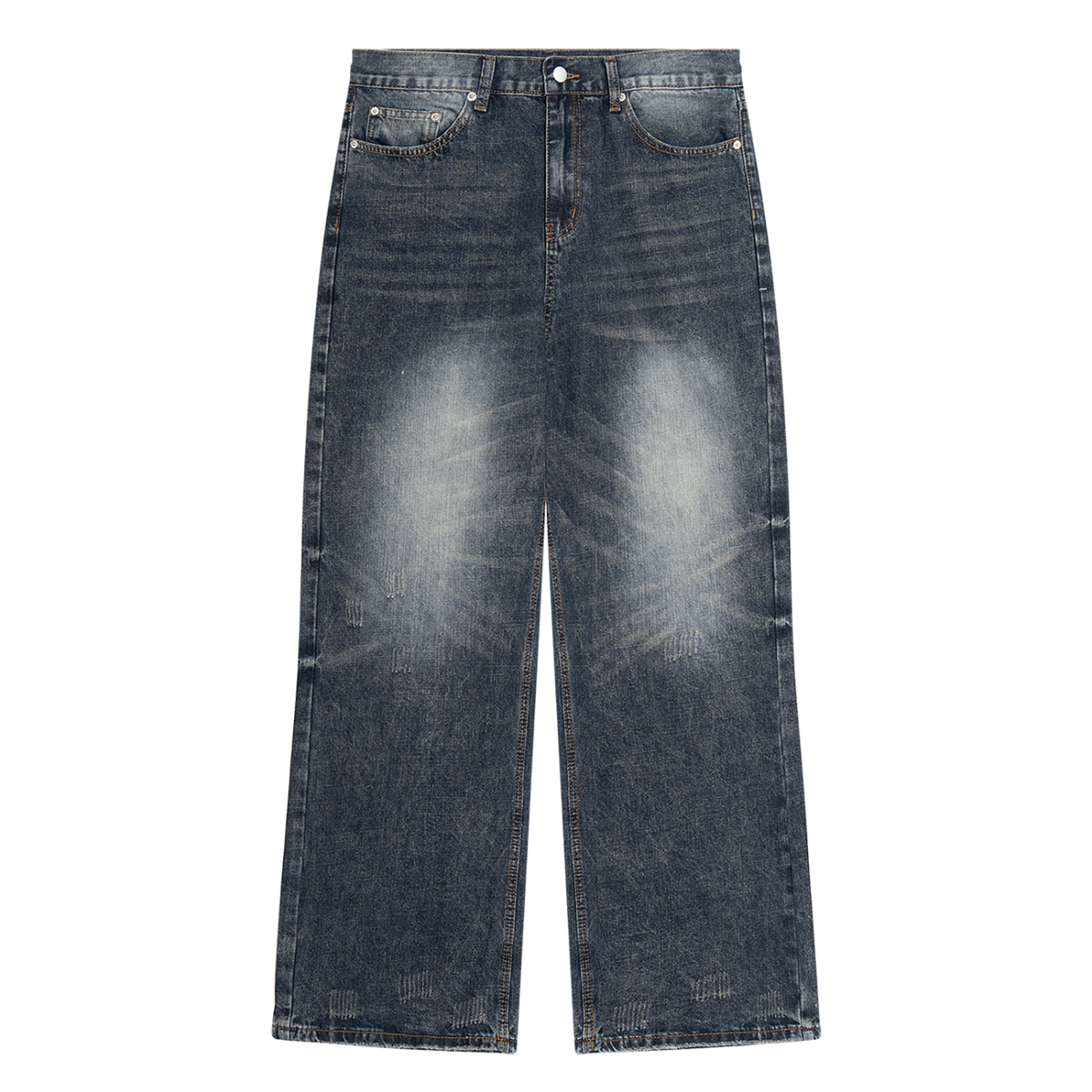 VFF distressed wide leg jeans in Washed Blue – front view