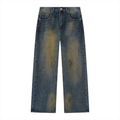 VFF blue vintage wash wide leg jeans in Jeans Blue – front view