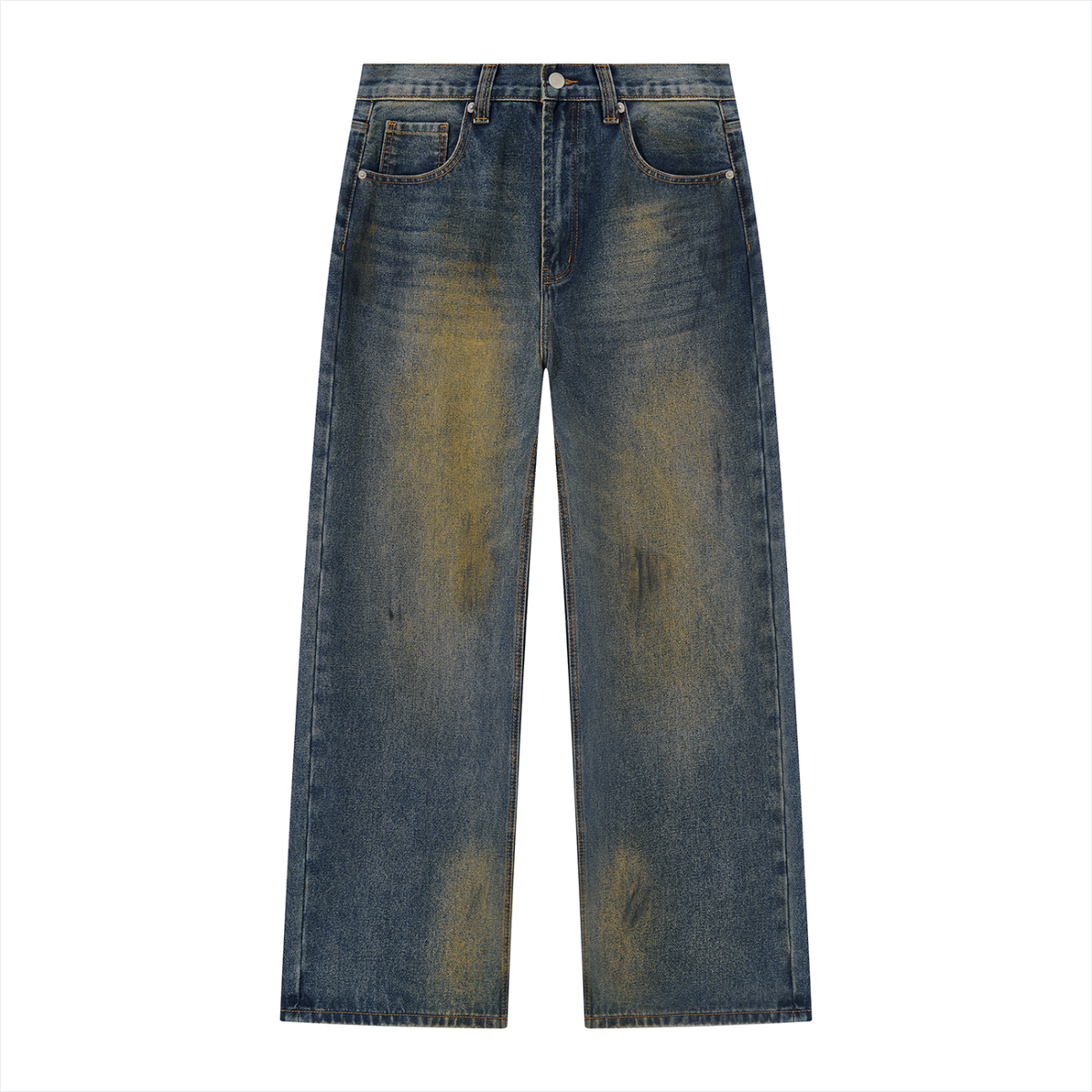 VFF blue vintage wash wide leg jeans in Jeans Blue – front view