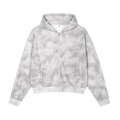 VFF washed zip-up fleece hoodie in Flower Gray – front view
