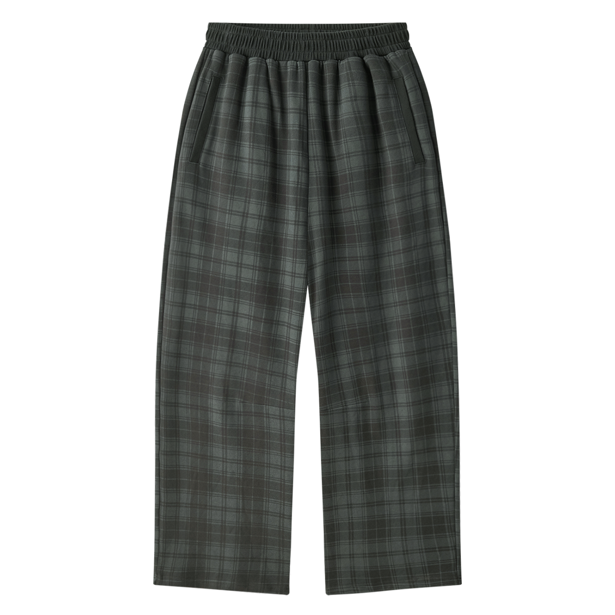 VFF plaid straight leg pants in Dark Gray Plaid – front view