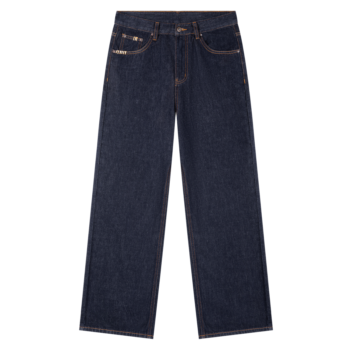 VFF navy straight leg jeans in Navy Blue – front view
