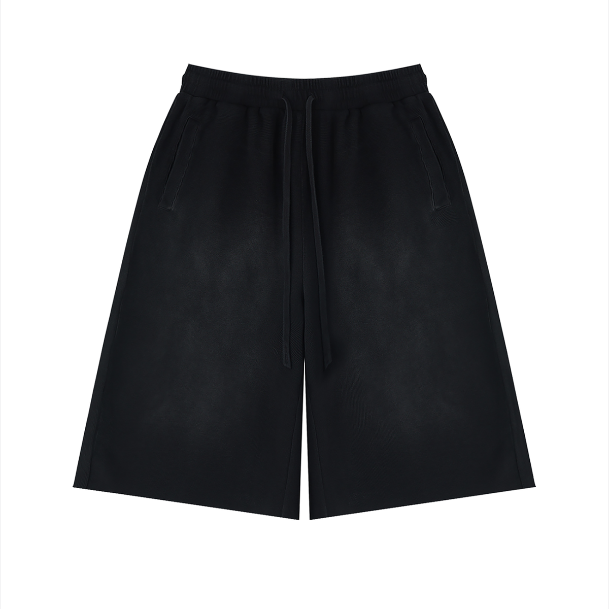 VFF sunfade raw edge fleece shorts in Black – front view