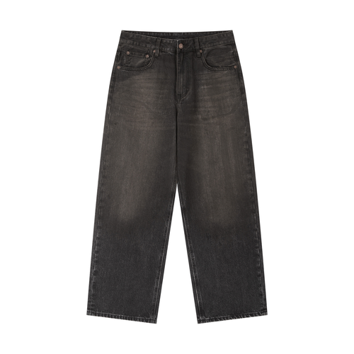 VFF black vintage wash heavyweight jeans in Black – front view